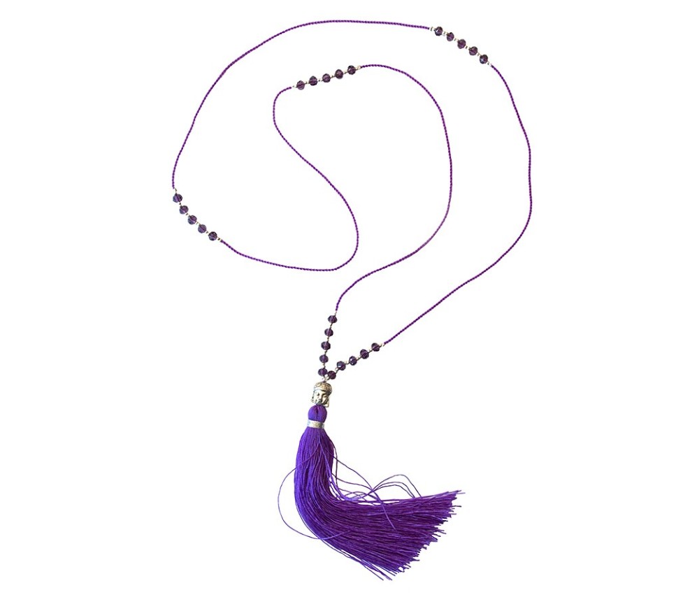 Mala - Buddha lila mit 25 Glasperlen 48cm