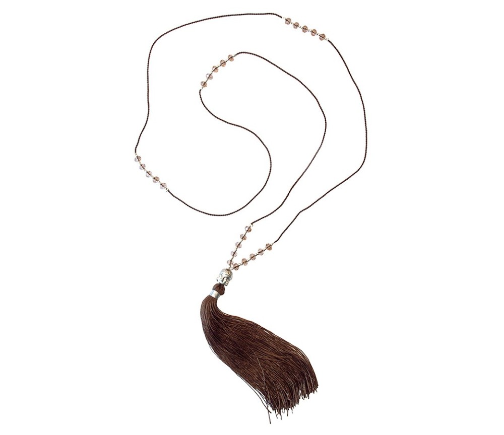Mala - Buddha braun mit 25 Glasperlen 48cm
