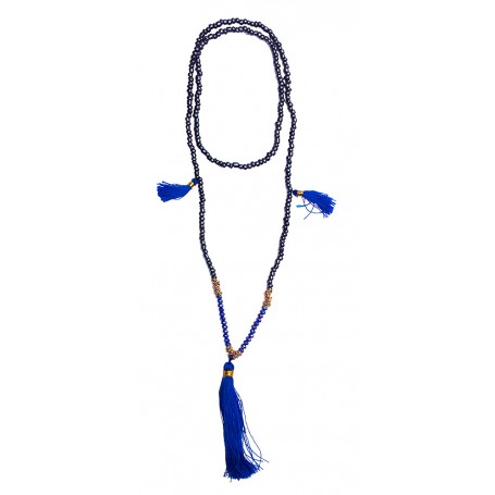 Mala schwarz mit blauen Glasperlen 58cm