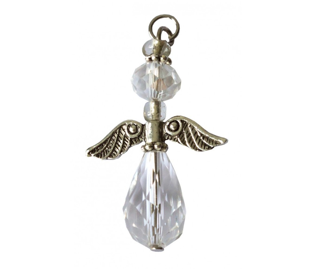 Anhänger -  Engel des Lichts- Kristallglasperlen klar 3cm