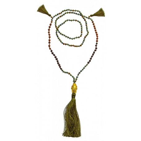 "Buddha Mala" grün mit Glasperlen