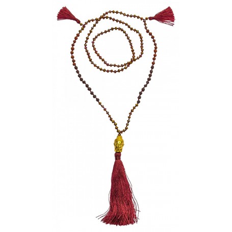 "Buddha Mala" maroon mit Glasperlen