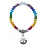 Tikra "Om Rainbow" Kristallglasperlen/Messing versilbert 6cm