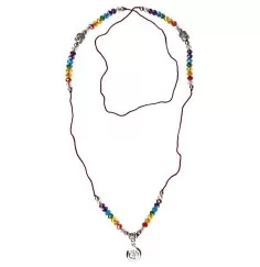 Mala - Buddha - Om Rainbow- Kristallglasperlen/Messing versilbert 48cm