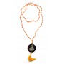 Mala "Om Namaste" Glasperlen Orange mit gelaserter Muschelscheibe 45cm