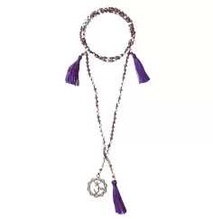 Chakra - Mala -Sahasrara Chakra- Glasperlen,Metall (Nickelfrei) violett/ weiß 48cm