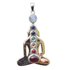Anhänger - Chakra-Buddha- 7 Halbedelsteine Messing 8,0g