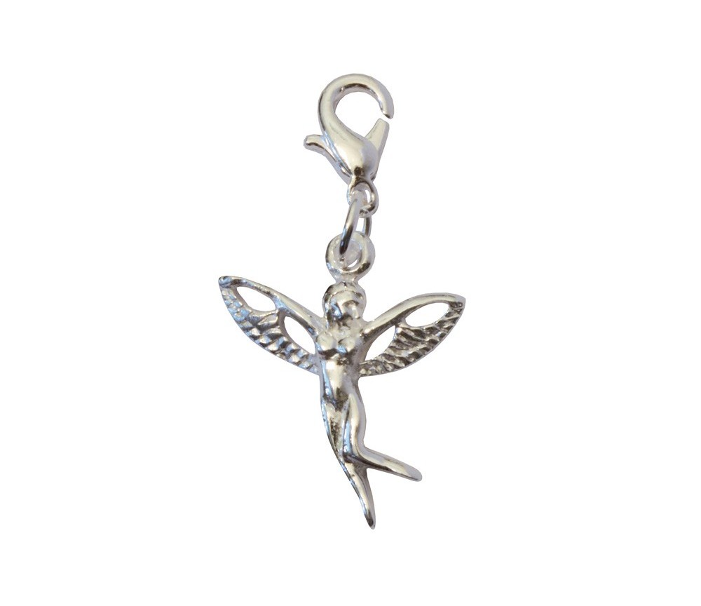 Anhänger -  Karabiner -Engel- Messing-versilbert 1,5cm