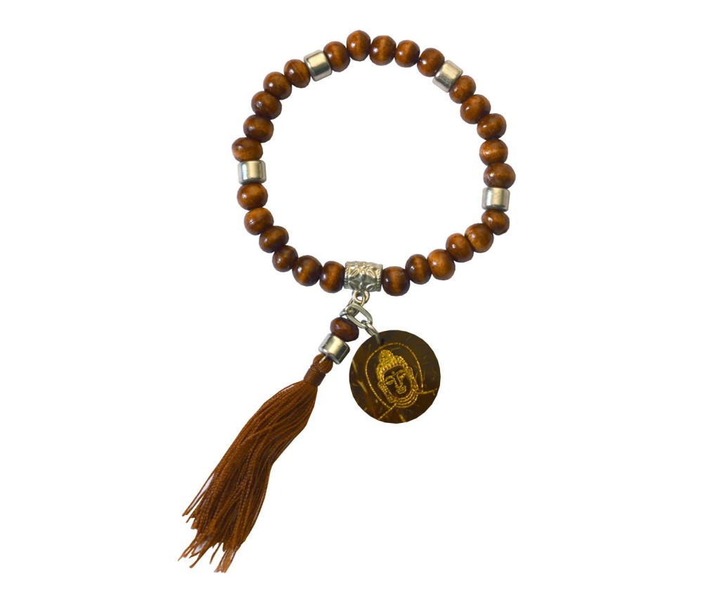 Armband - Tikra - Buddha - Holz braun- 27 Perlen elastisch Ø 6cm