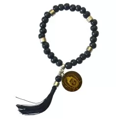 Armband - Tikra - Buddha - Holz schwarz- 27 Perlen elast. Ø 6cm