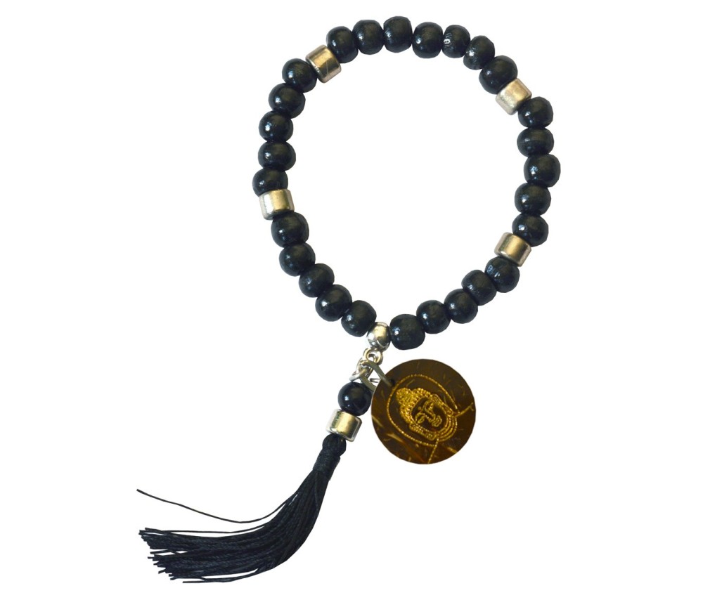 Armband - Tikra - Buddha - Holz schwarz- 27 Perlen elast. Ø 6cm