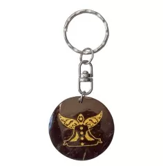 SchlüsselAnhänger -  Blume des Lebens- Nylon braun 18cmChakra Buddha- Coconut lackiert 3,5cm