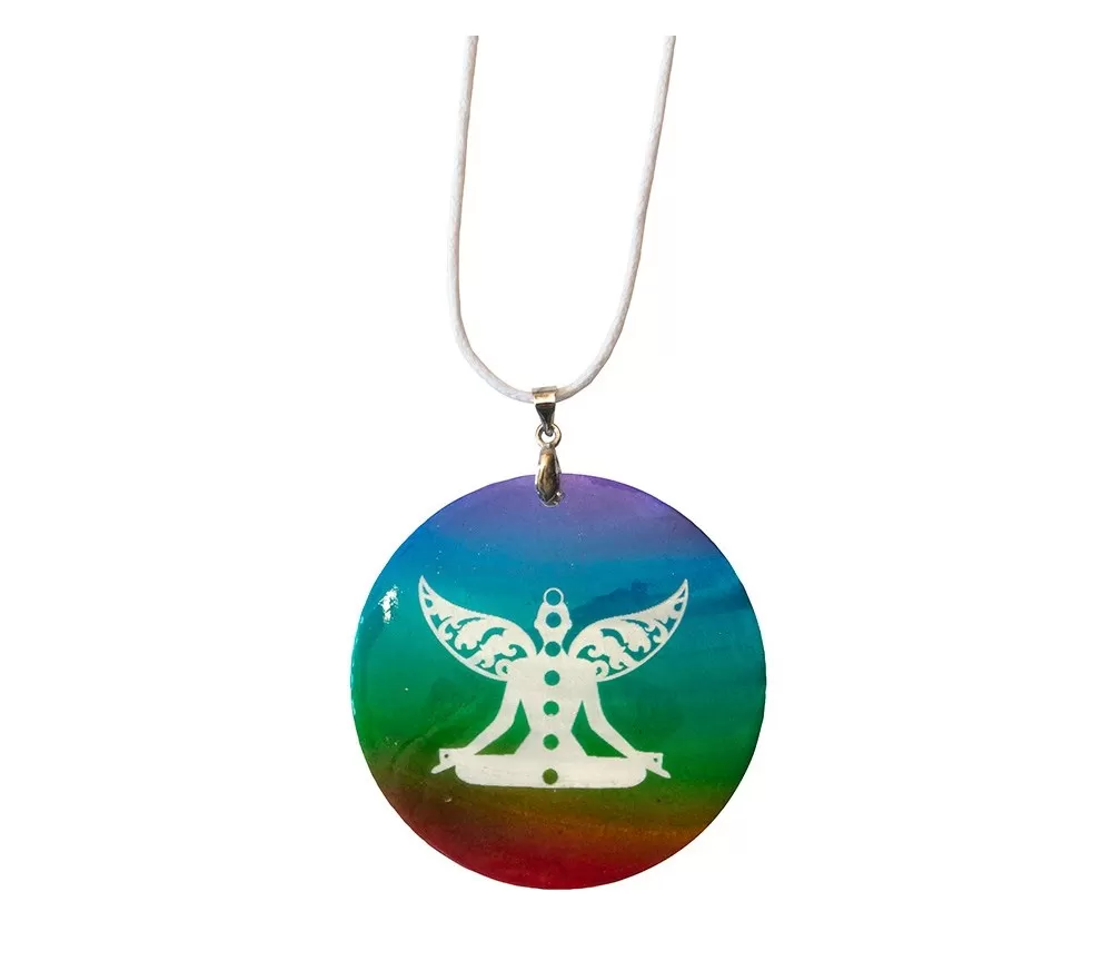 Halskette - Chakra Buddha- Muschel Airbrush rainbow 5cm