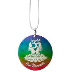 Halskette - Om Namaste- Muschel Airbrush rainbow 5cm