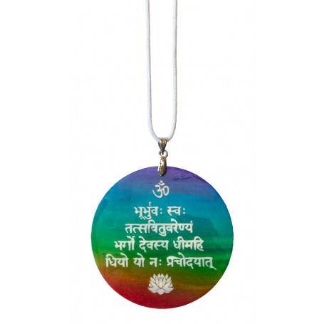 Halskette "Gayatri Mantra" Muschel Airbrush rainbow 5cm