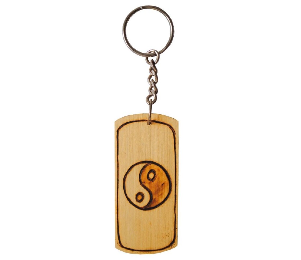 SchlüsselAnhänger -  Yin Yang- Bambus 8cm