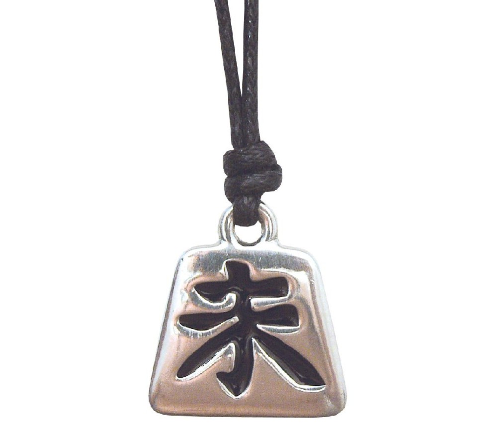 Anhänger -  Wei Chi- Zinn 3cm mit Baumwollband