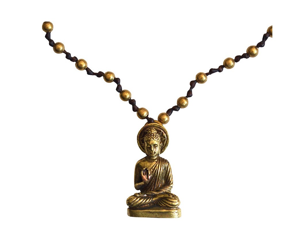 Halskette - Buddha- mit 80 Messingperlen 35cm