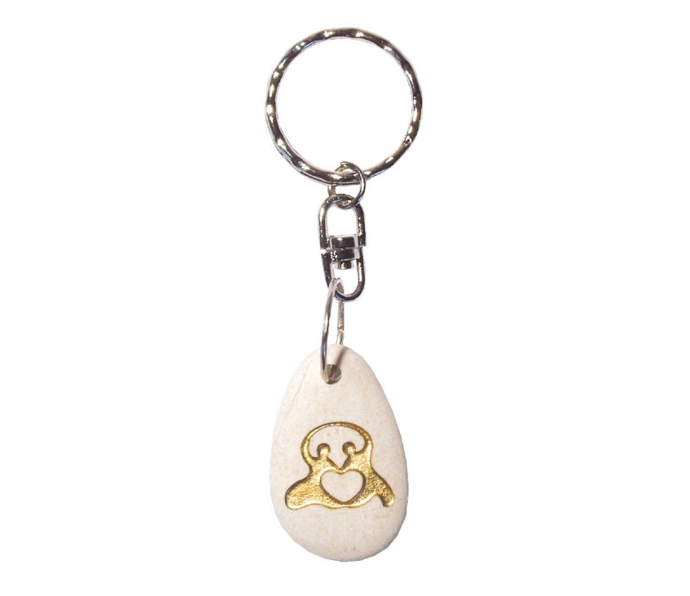 SchlüsselAnhänger - oneline- Stein graviert gold bemalt