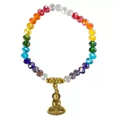 Armband - Buddha Rainbow- Kristallglasperlen/Messing 6cm