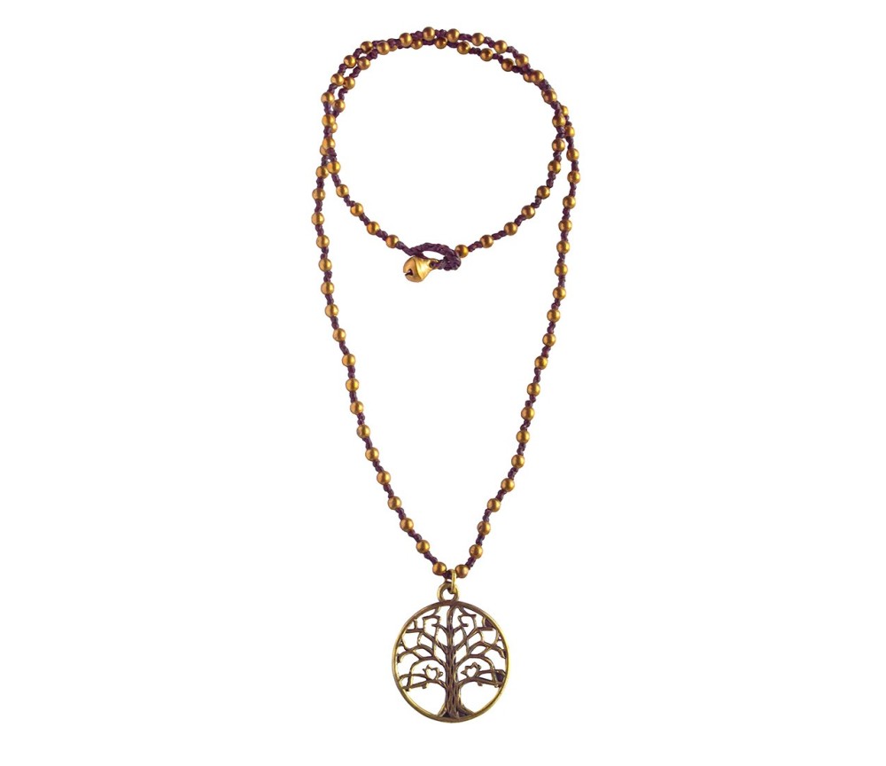 Halskette - Baum des Lebens- mit 80 Messingperlen 35cm