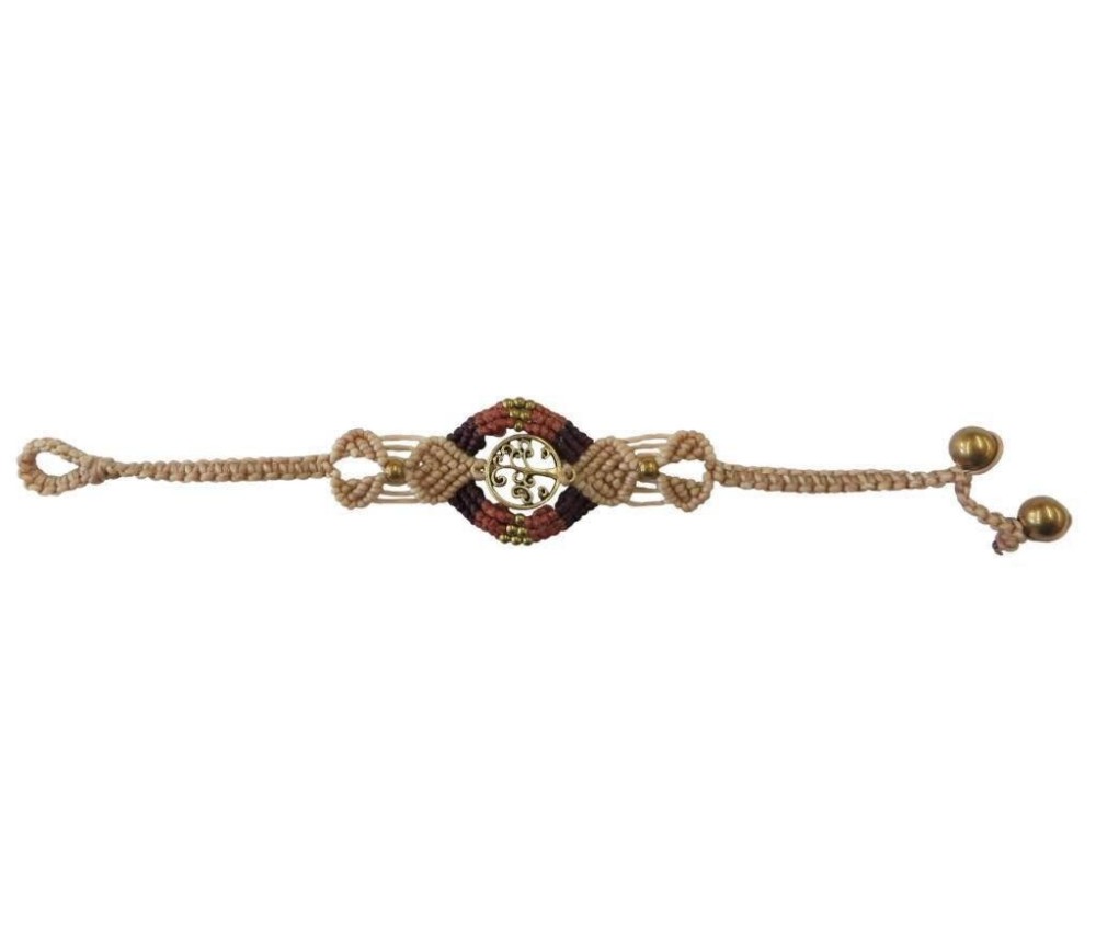 Armband - Baum des Lebens- Baumwolle geflochten natur, 20x3cm