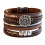 Armband "Blume des Lebens" Kunstleder braun