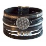 Armband "Blume des Lebens" Kunstleder schwarz