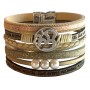 Armband "Om" Kunstleder beige