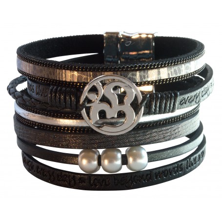 Armband "Om" Kunstleder schwarz