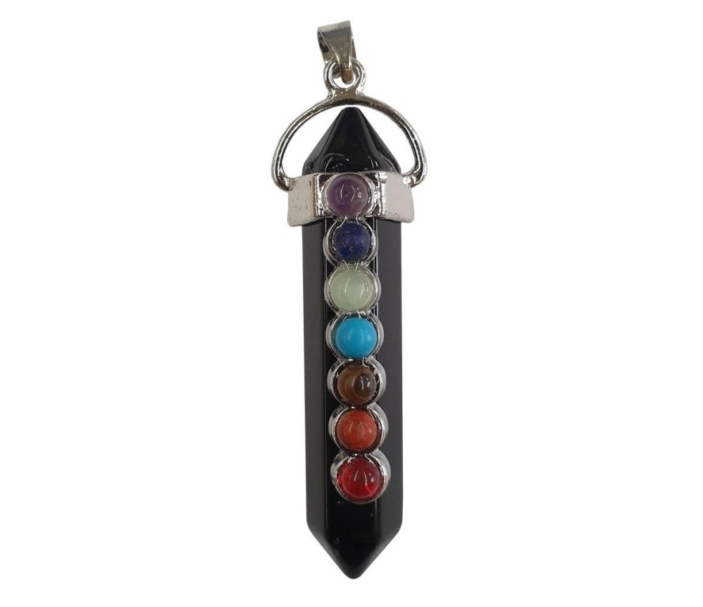 Anhänger -  Edelstein - Onyx- mit Chakrasteinen 5cm