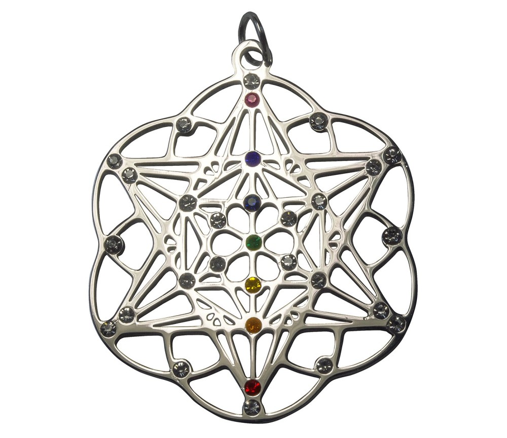 Anhänger -  Tetrastern- mit 31 Zirkonia aus Edelstahl, 3cm