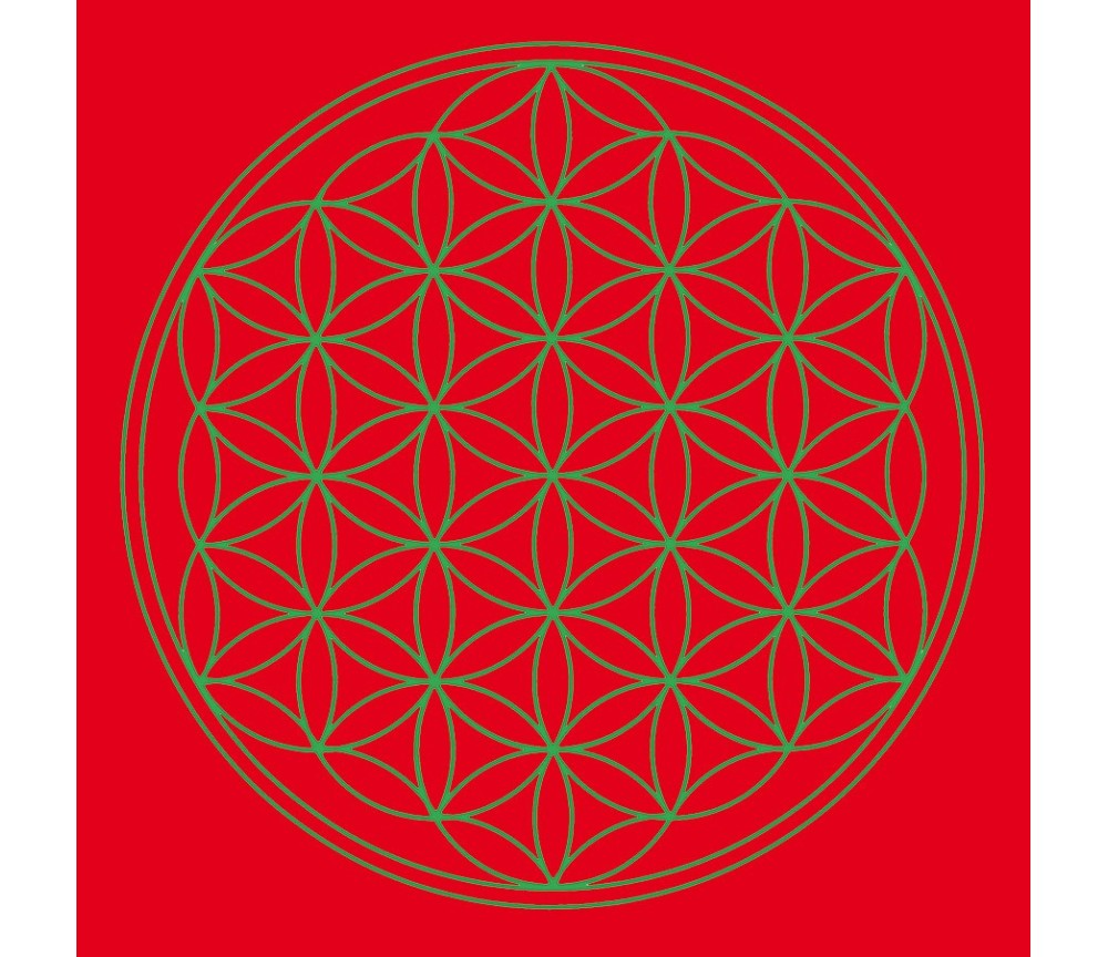 Leinwanddruck - Blume des Lebens- Basis-Chakra rot 20x20cm