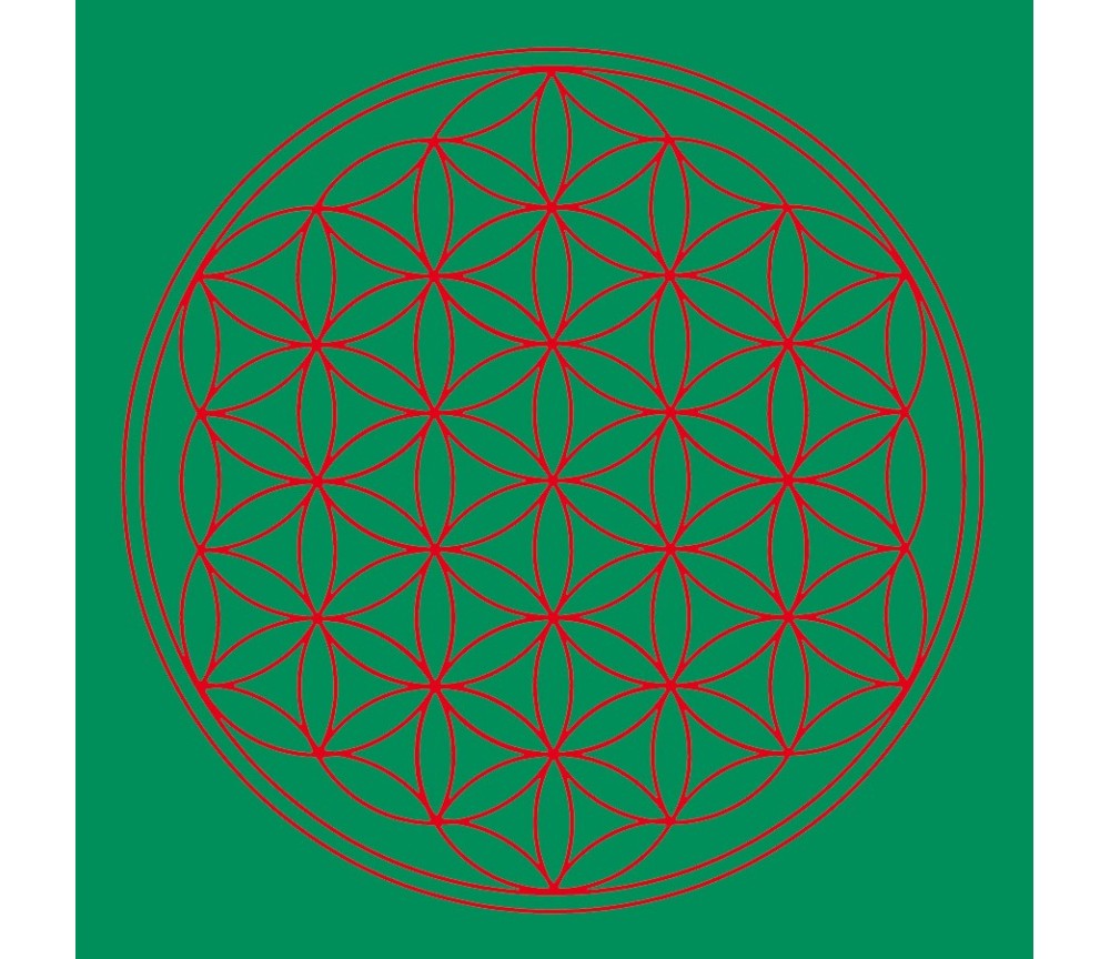 Leinwanddruck - Blume des Lebens- Herz-Chakra grün 20x20cm