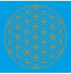 Leinwanddruck - Blume des Lebens- Kehl-Chakra türkis 20x20cm