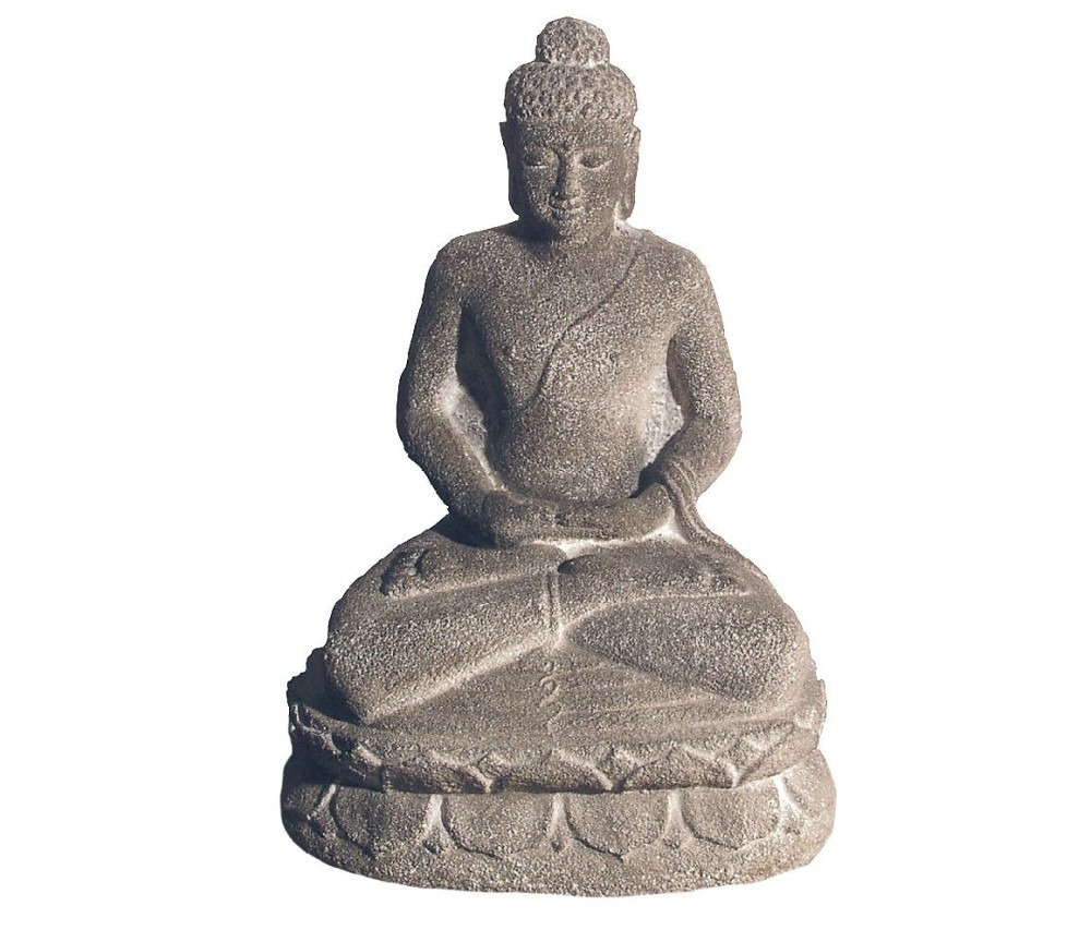 Buddha in Meditation Sandstein grau  15x24cm