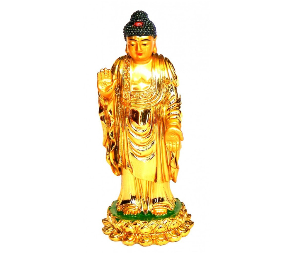 "Gautama Buddha" stehend Resin goldglänzend  5x10cm