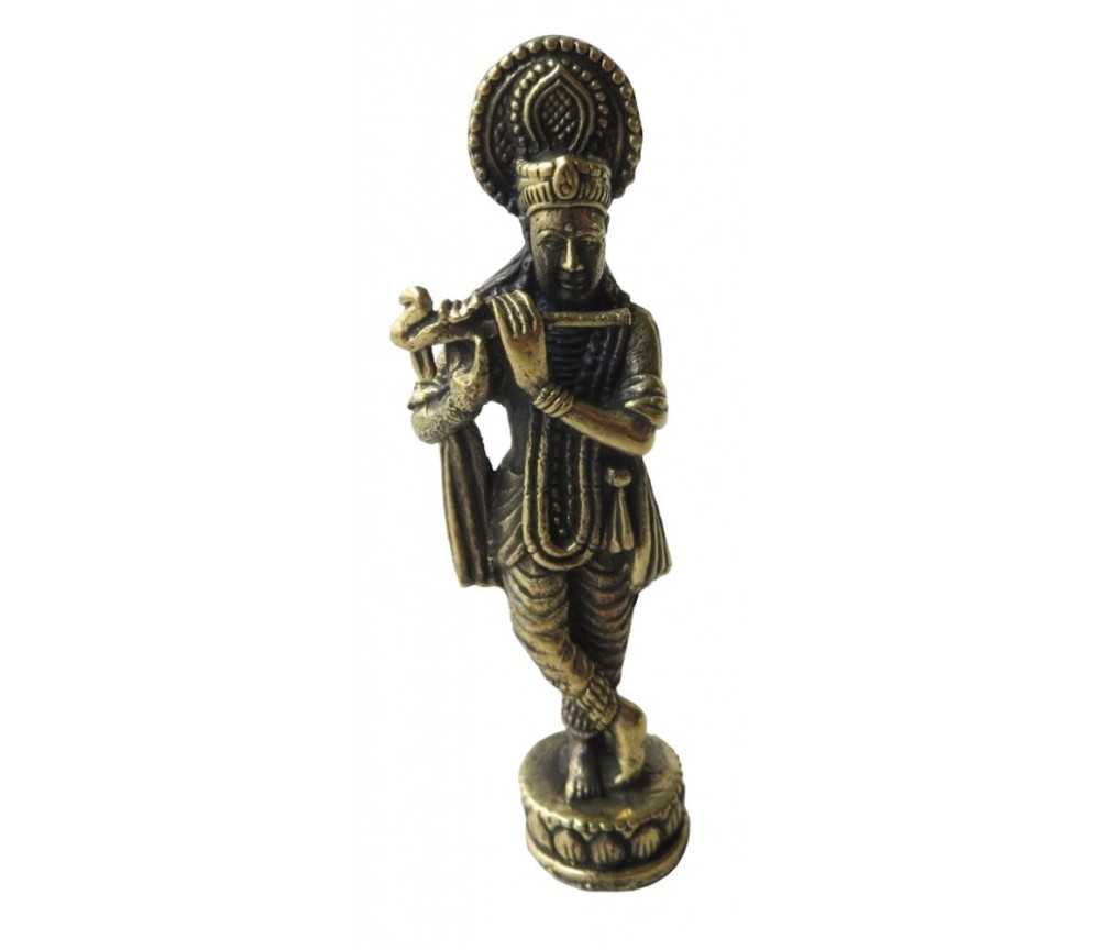 "Krishna mit Flöte" Messing 6cm