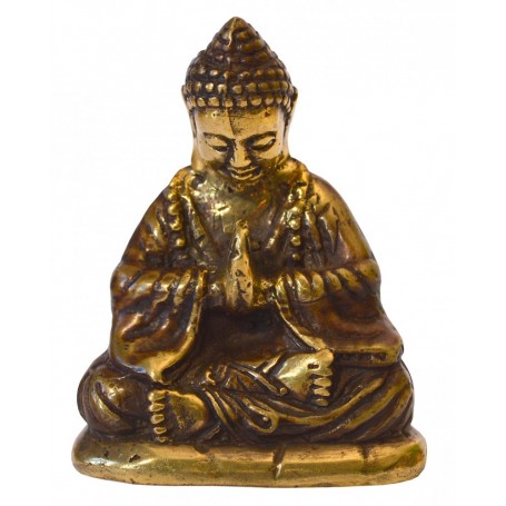 "Japan Buddha betend" Messing antik 5x8cm