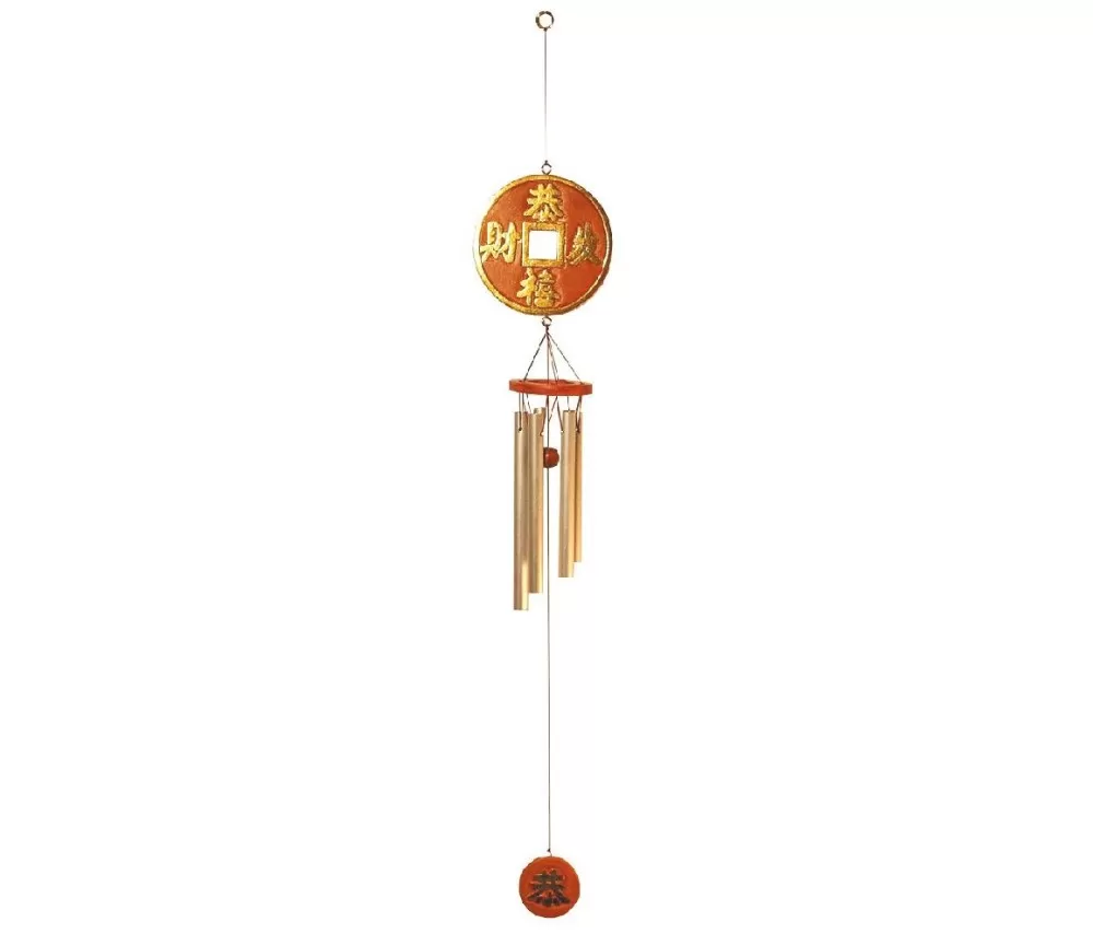 "Chin. Münze" Klangspiel Holz antik 12x70cm