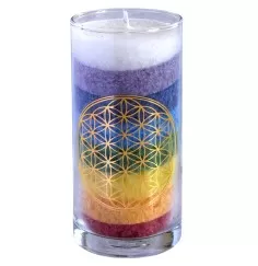 Kerze "Rainbow BDL" im Glas Stearin 14cm