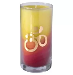 Kerze "Sunrise Om" im Glas Stearin 14cm