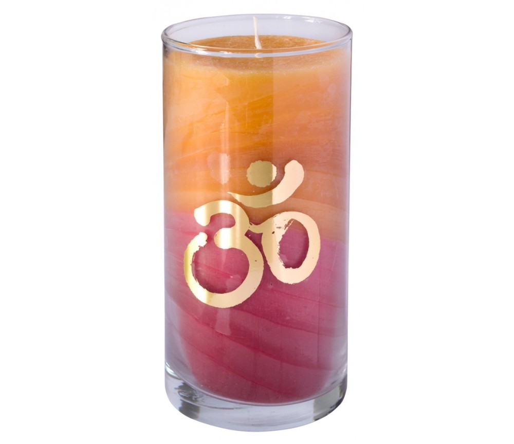 Kerze "Sunset Om" im Glas Stearin 14cm