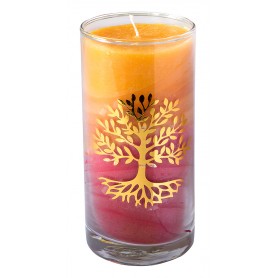 Kerze "Sunset Lebensbaum" im Glas Stearin 14cm