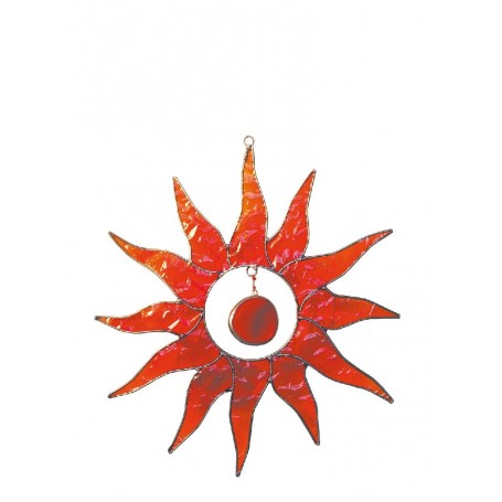 Suncatcher "Sonne" Fiberglas rot 20cm