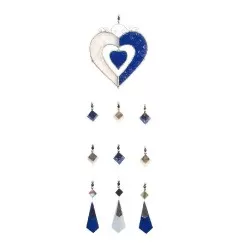 Tiffany Mobile Herzen Glas blau 10x40cm