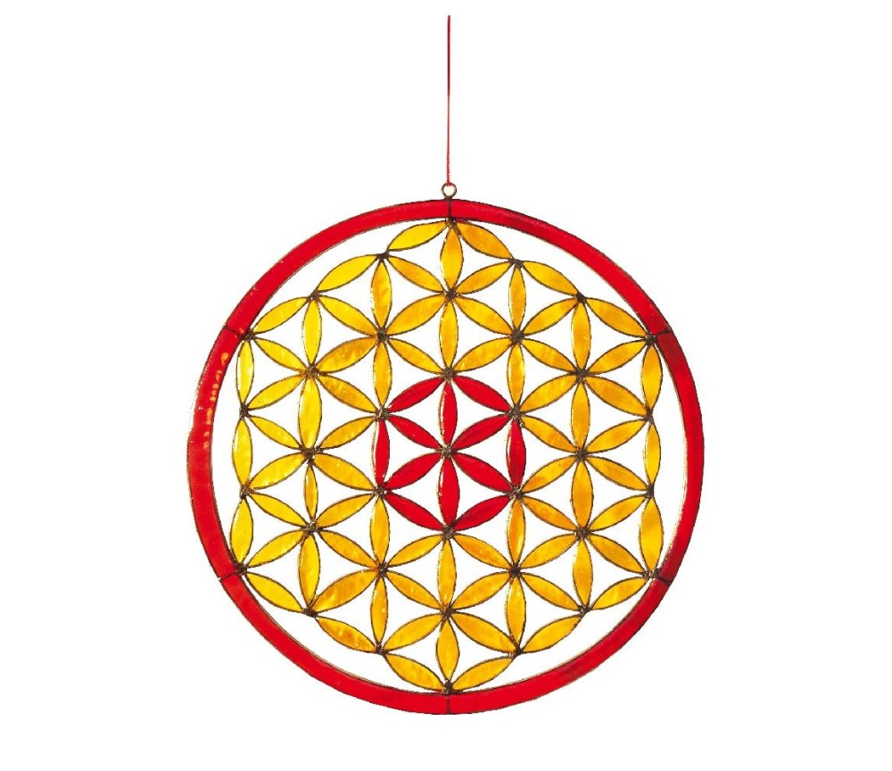 Spiritcatcher "Blume des Lebens" Resin rot-orange 20cm