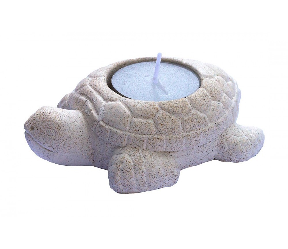Teelichthalter -Schildkröte- Resin weiss 7,5x10,5cm