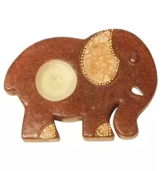 Teelichthalter -Elefant- Terracotta braun 15cm