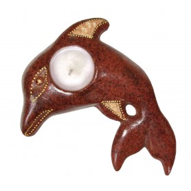 Teelichthalter "Delphin" Terracotta braun 16x15cm